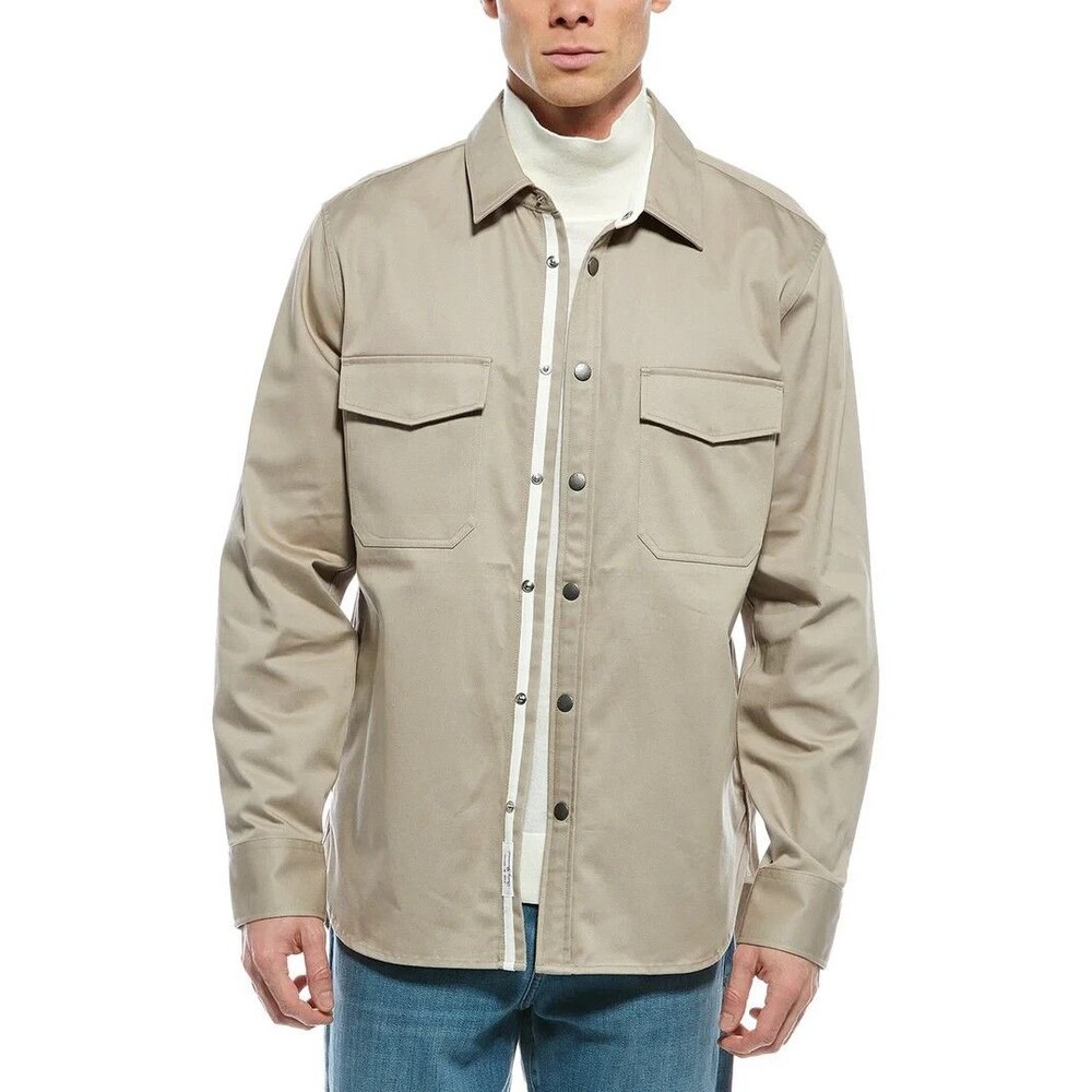 RAG & BONE Shirt Mens Small Tan Canvas Snap Button Up Overshirt CPO $298
